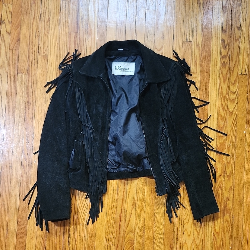 RESERVED Vintage Black Suede Fringe Jacket